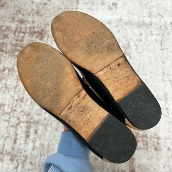 CHANEL Classic Black Cap Toe Flats Loafers Sz. 38.5 - Picture 8 of 10